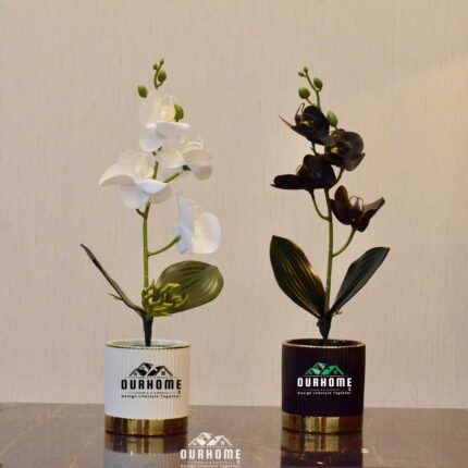 faux-orchid-arrangement-in-ceramic-pot-premium-engraved-elegance